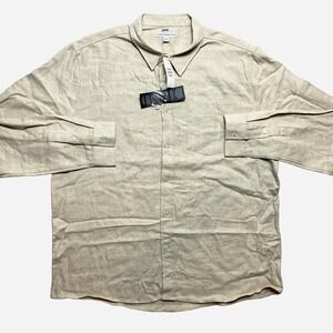 And Now This Shirt Mens Extra Large Beige Long Sleeve Herringbone Button Up